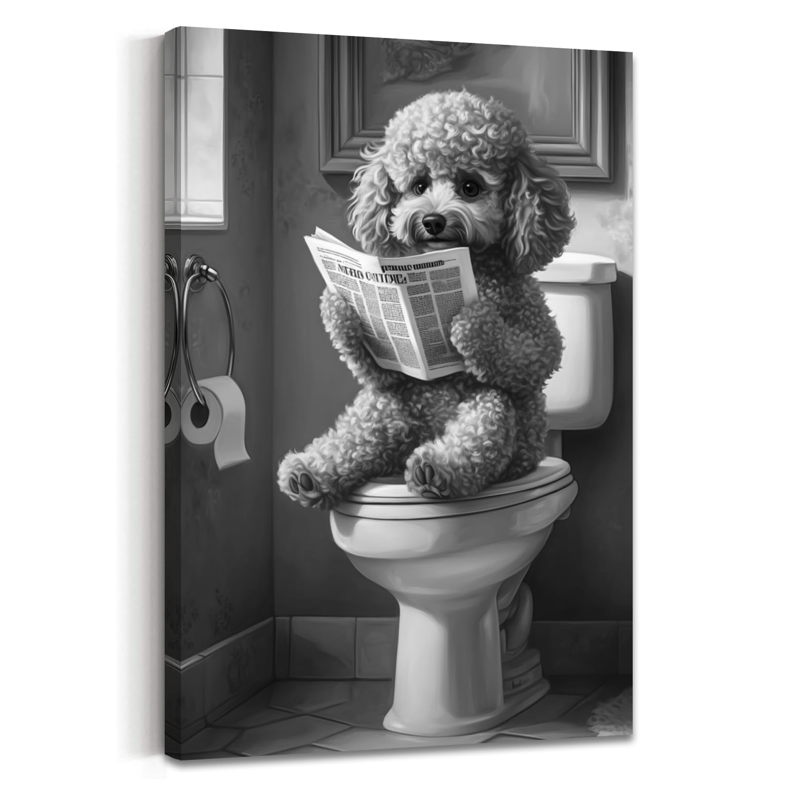 Amazon.co.jp: AWPANERAR 犬 浴室 ウォールアート 面白い プードル